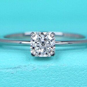 25206 Tiffany & Co. True Platinum 0.51 H VS1 Square Diamond Engagement Ring